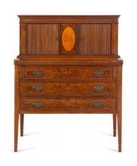 A Federal Mahogany, Walnut and Maple Tambour Desk
