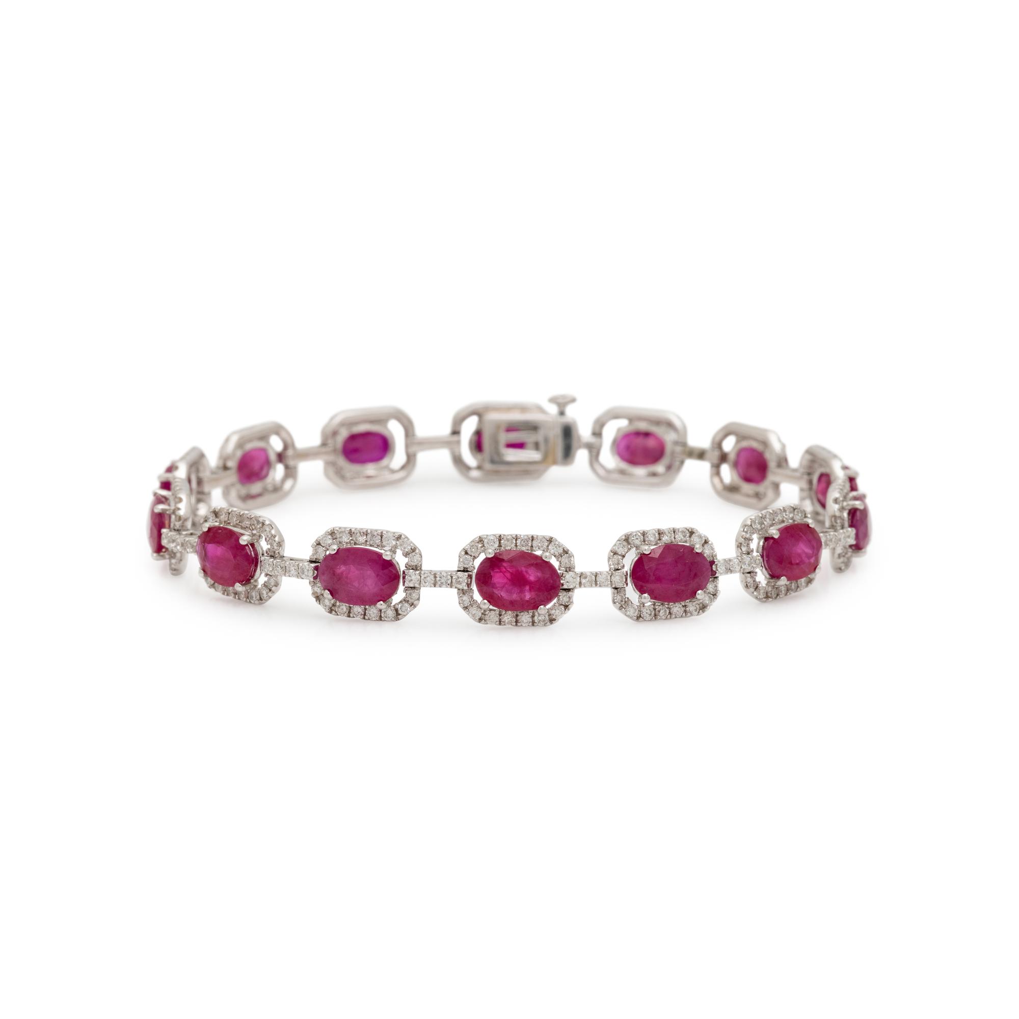 SYNTHETIC RUBY AND DIAMOND BRACELET