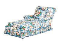 A Victorian Chintz-Upholstered Mahogany Chaise Longue