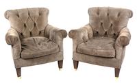 A Pair of Contemporary Upholstered Armchairs Height 33 inches.