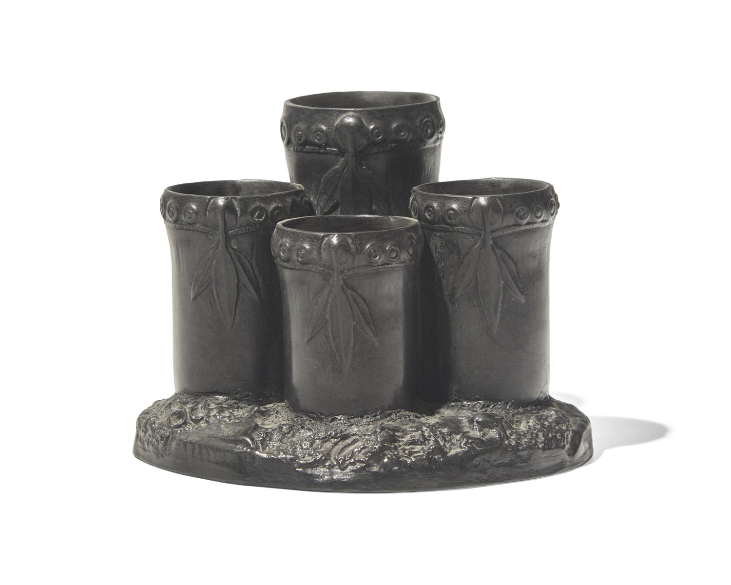 A Wedgwood and Bentley Black Basalt Inkstand