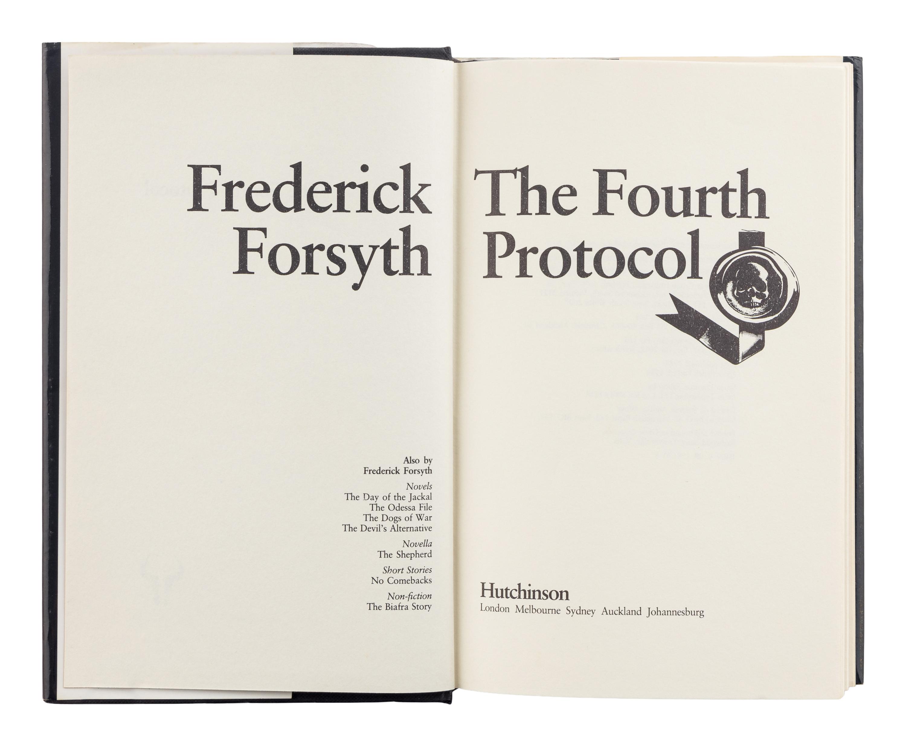 FORSYTH, Frederick (b. 1938). A group of 4 novels by Forsyth, comprising: