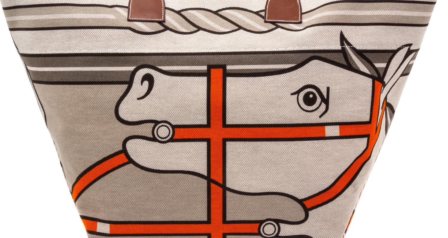 An Hermes Steeple Toile Tote Bag, 22" x 12" x 12".