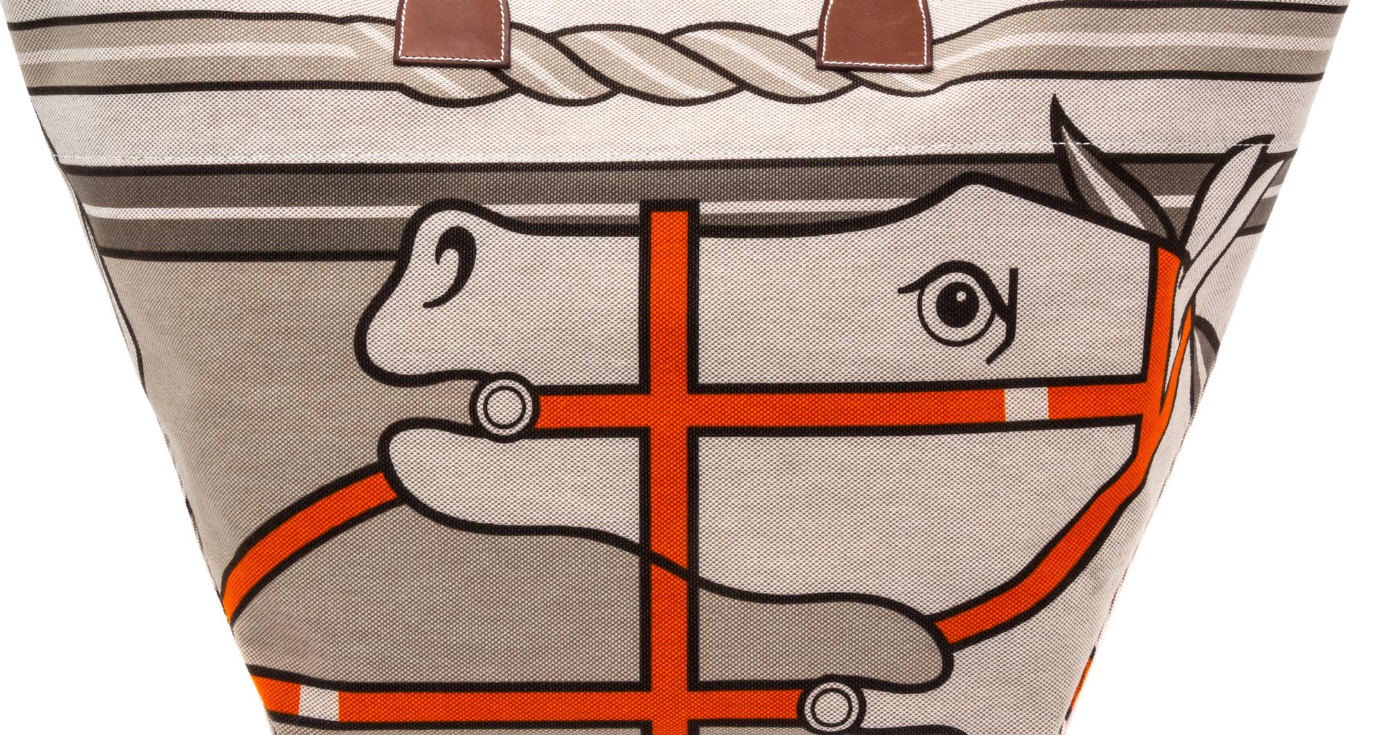 An Hermes Steeple Toile Tote Bag, 22" x 12" x 12".