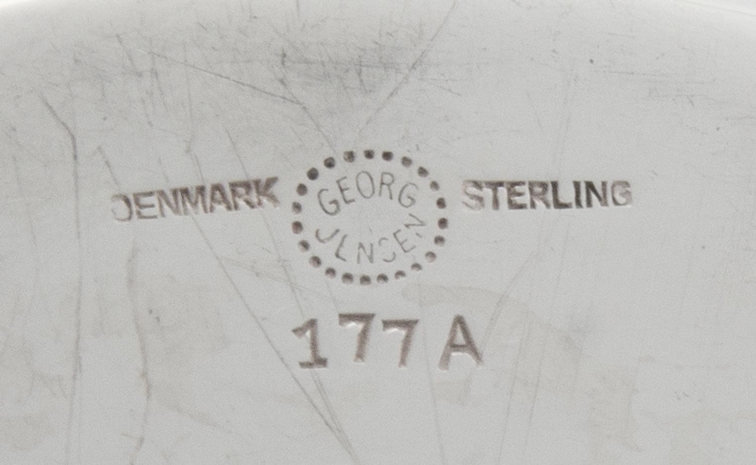 A Danish Silver Sauce Boat and Underplate, Georg Jensen Silversmithy, Copenhagen, First Half 20th Century, the boat marked with pattern