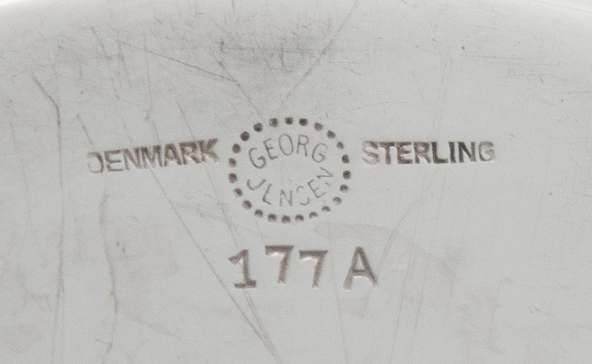 A Danish Silver Sauce Boat and Underplate, Georg Jensen Silversmithy, Copenhagen, First Half 20th Century, the boat marked with pattern