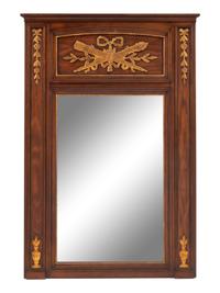 A Louis XVI Style Parcel Gilt Trumeau Mirror