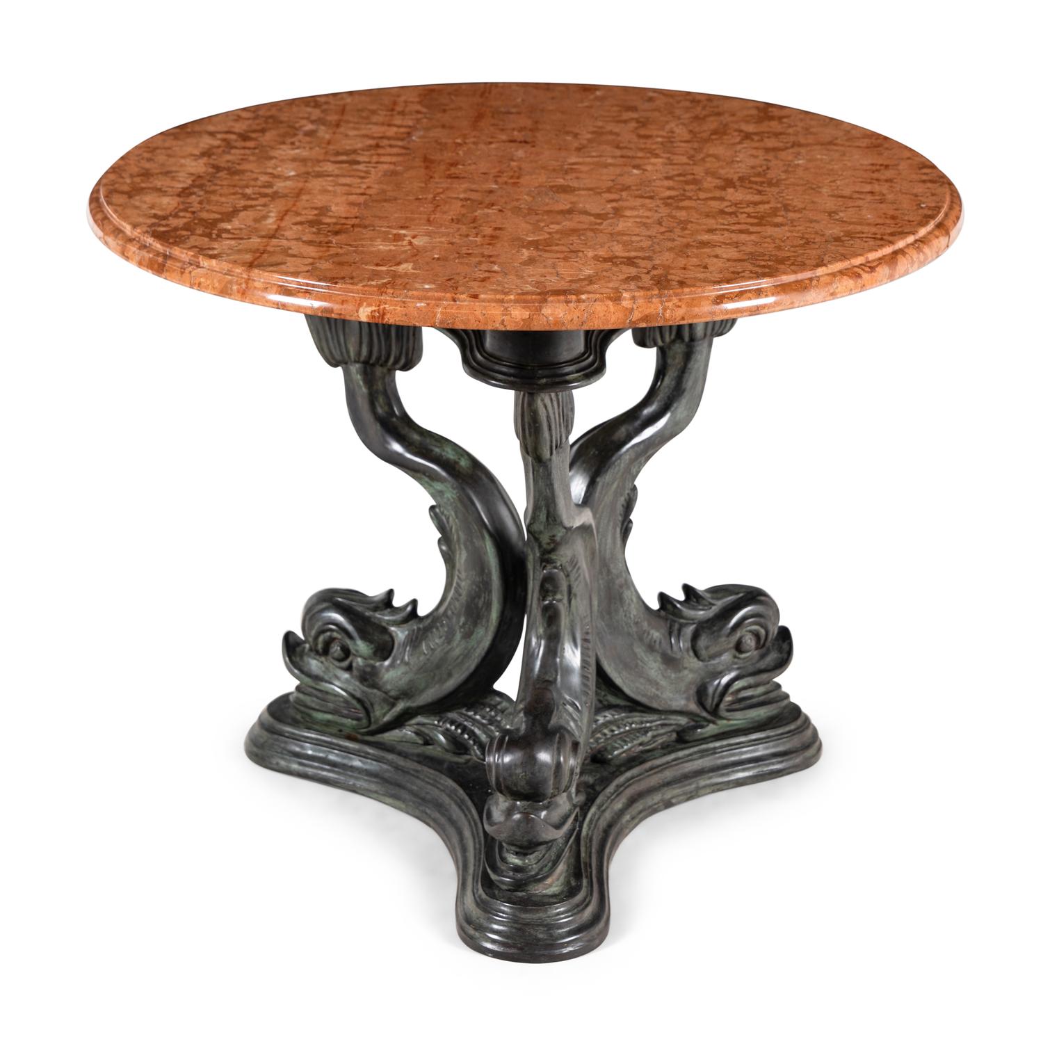 A Continental Bronze Marble-Top Center Table