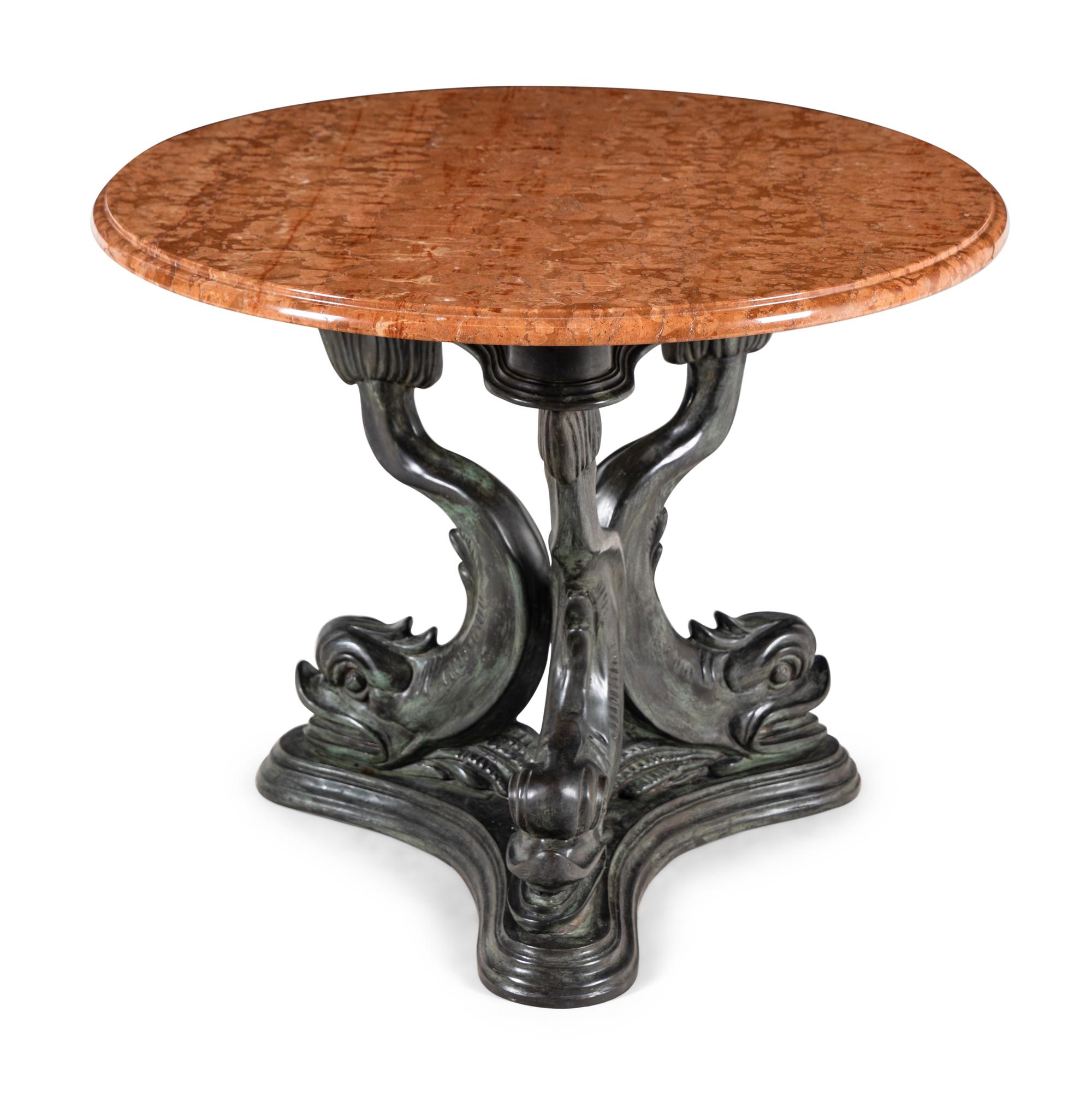 A Continental Bronze Marble-Top Center Table