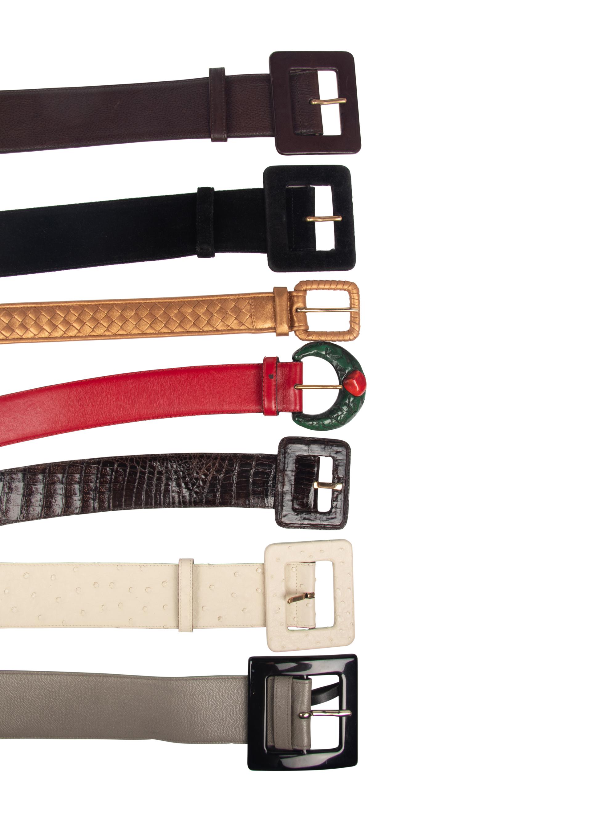 Seven Designer Belts, Including Yves Saint Laurent and Bottega Veneta