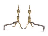 A Pair of Federal Brass Andirons