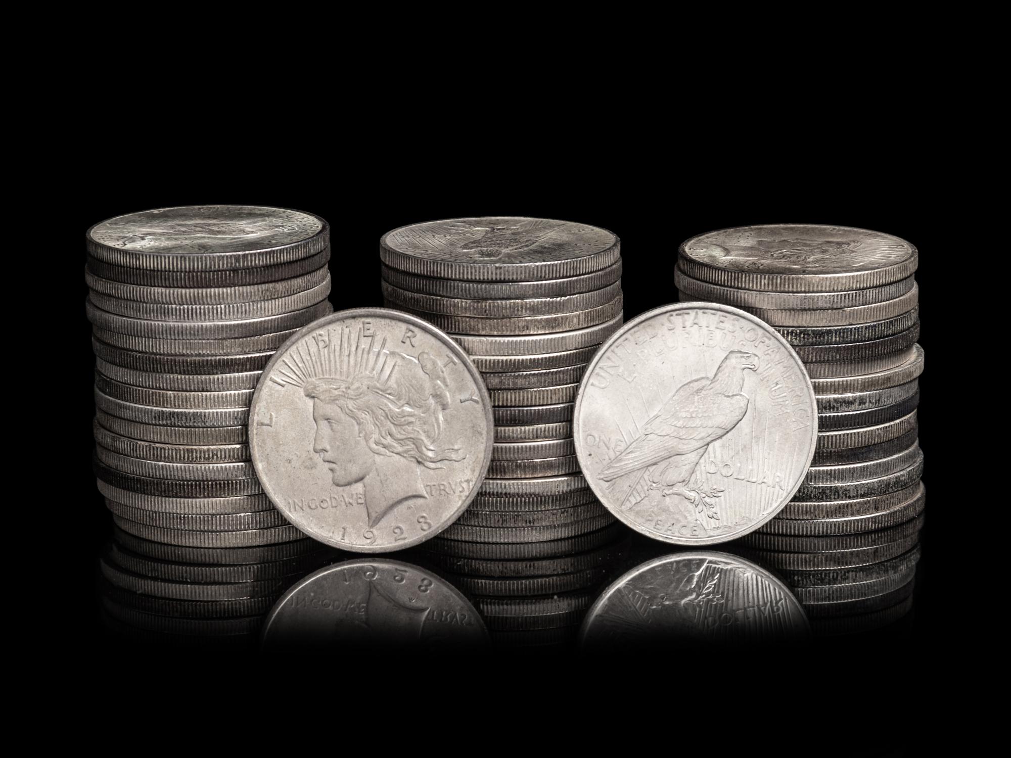 Fifty 1923 Peace $1 Coins