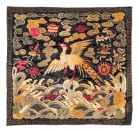 Four Embroidered Silk Rank Badges, Buzi