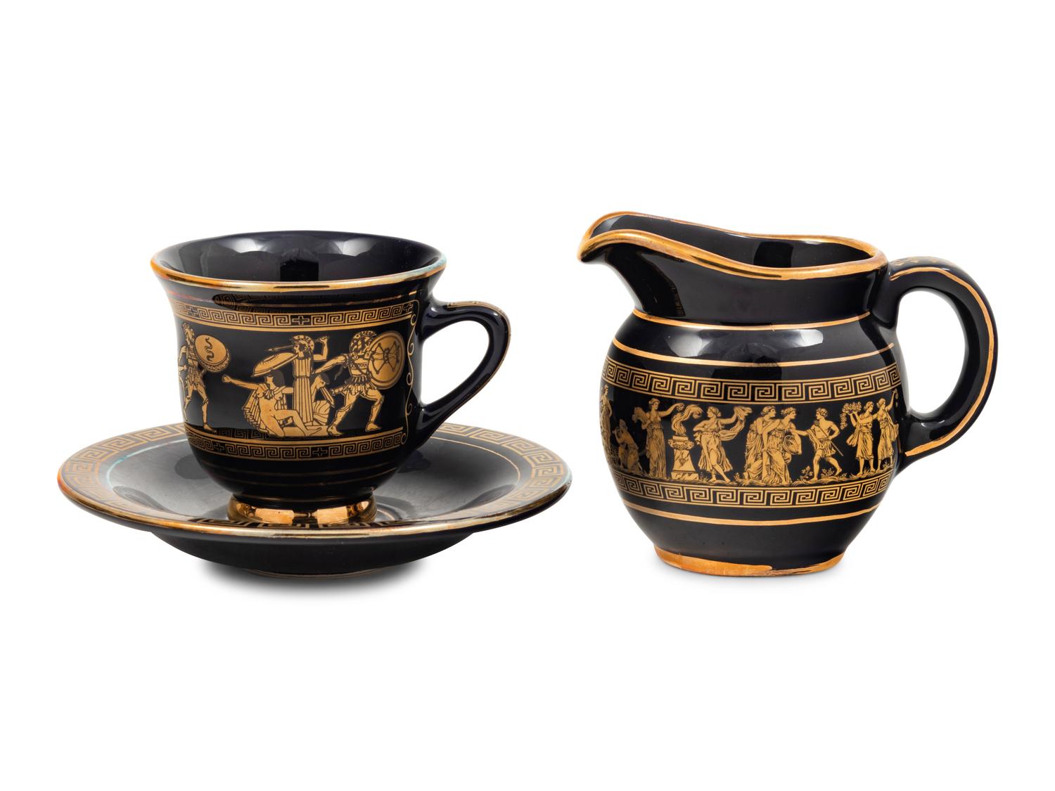 A Greek Gilt Decorated Porcelain Dessert Service