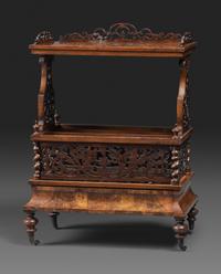 A Victorian Pierce-Carved Burlwood Canterbury