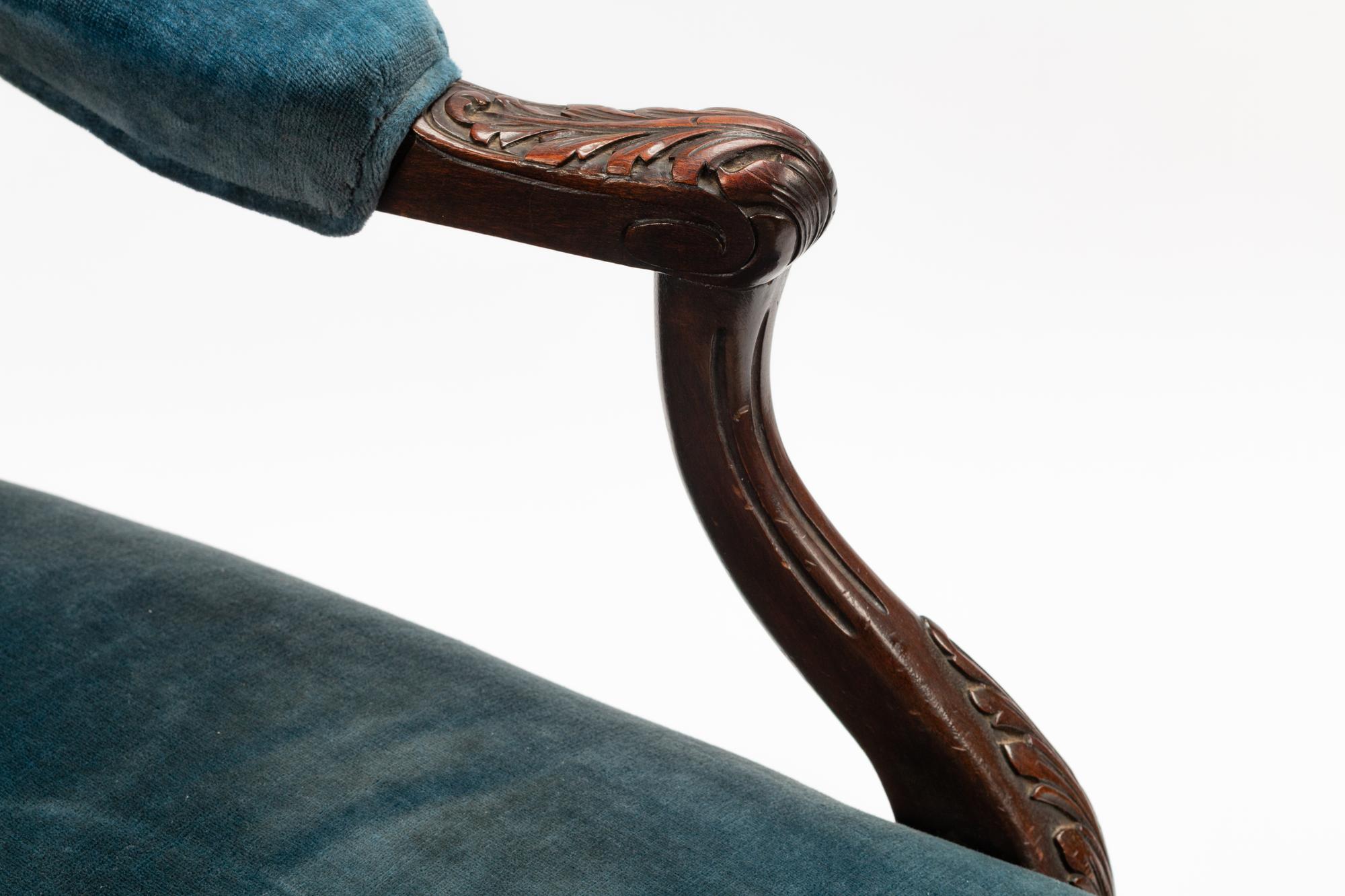 A George III Style Carved Mahogany Library Chair