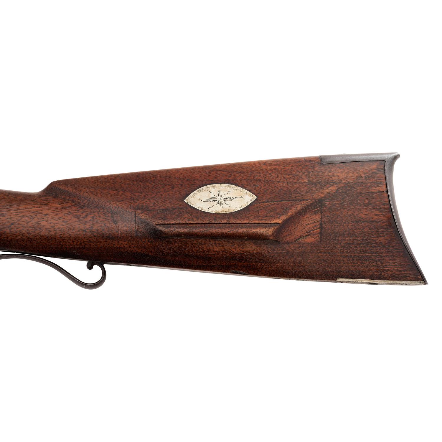 German Silver Mounted Percussion Rifle by B.D. Gill