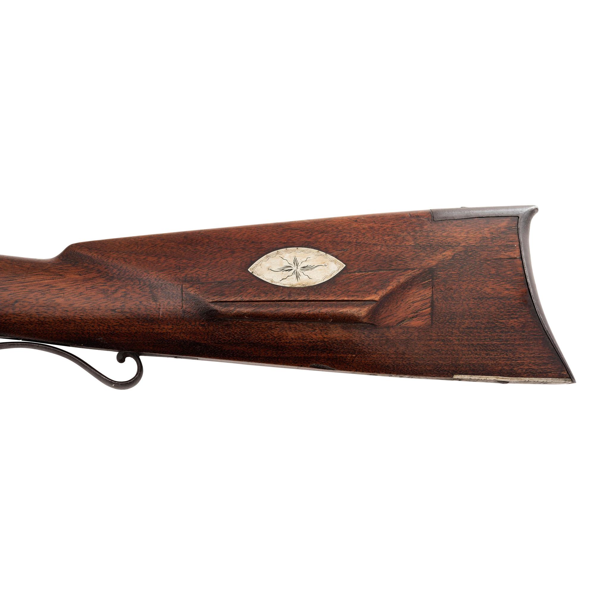 German Silver Mounted Percussion Rifle by B.D. Gill