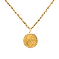 YELLOW GOLD NECKLACE WITH TWO PENDANTS