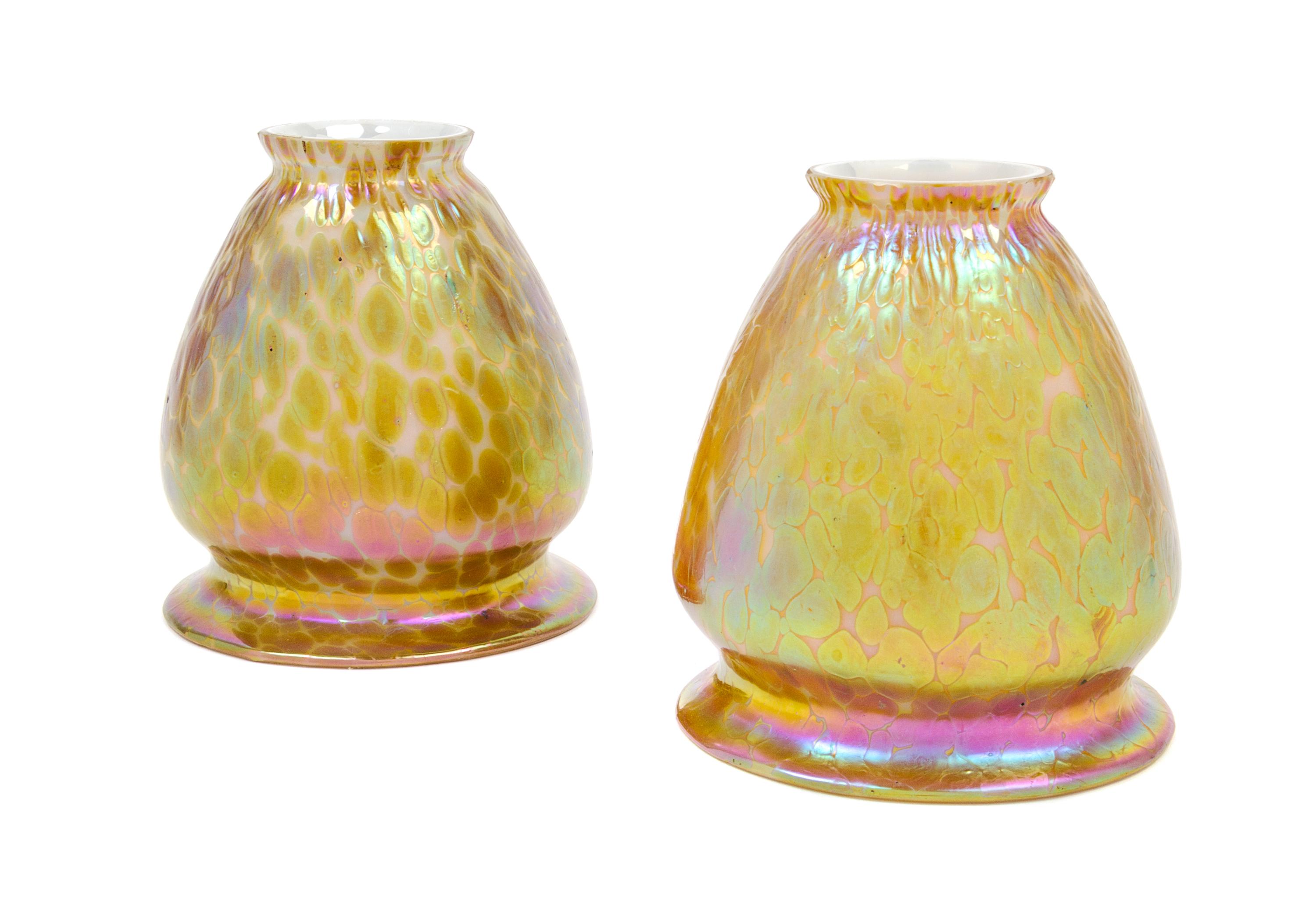 A Pair of Loetz Glass Shades Height 5 inches.