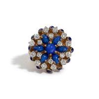 LA TRIOMPHE, LAPIS LAZULI, DIAMOND, AND BLUE ENAMEL RING