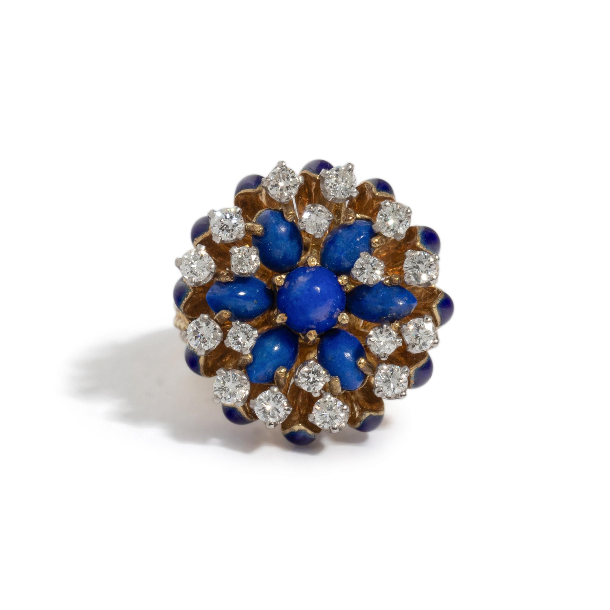LA TRIOMPHE, LAPIS LAZULI, DIAMOND, AND BLUE ENAMEL RING
