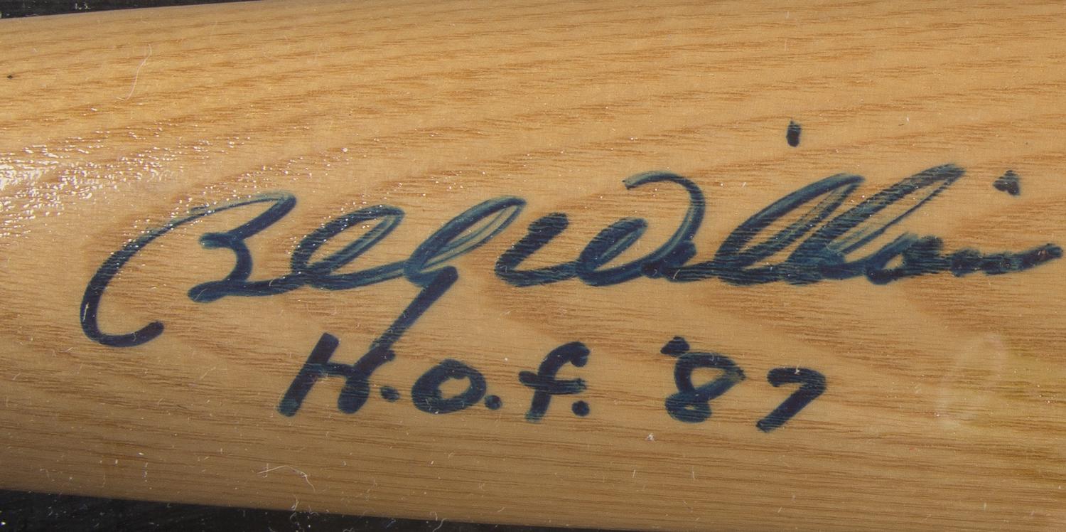 A Billy Williams Autographed Baseball Bat Length of display case 63 3/4 inches.