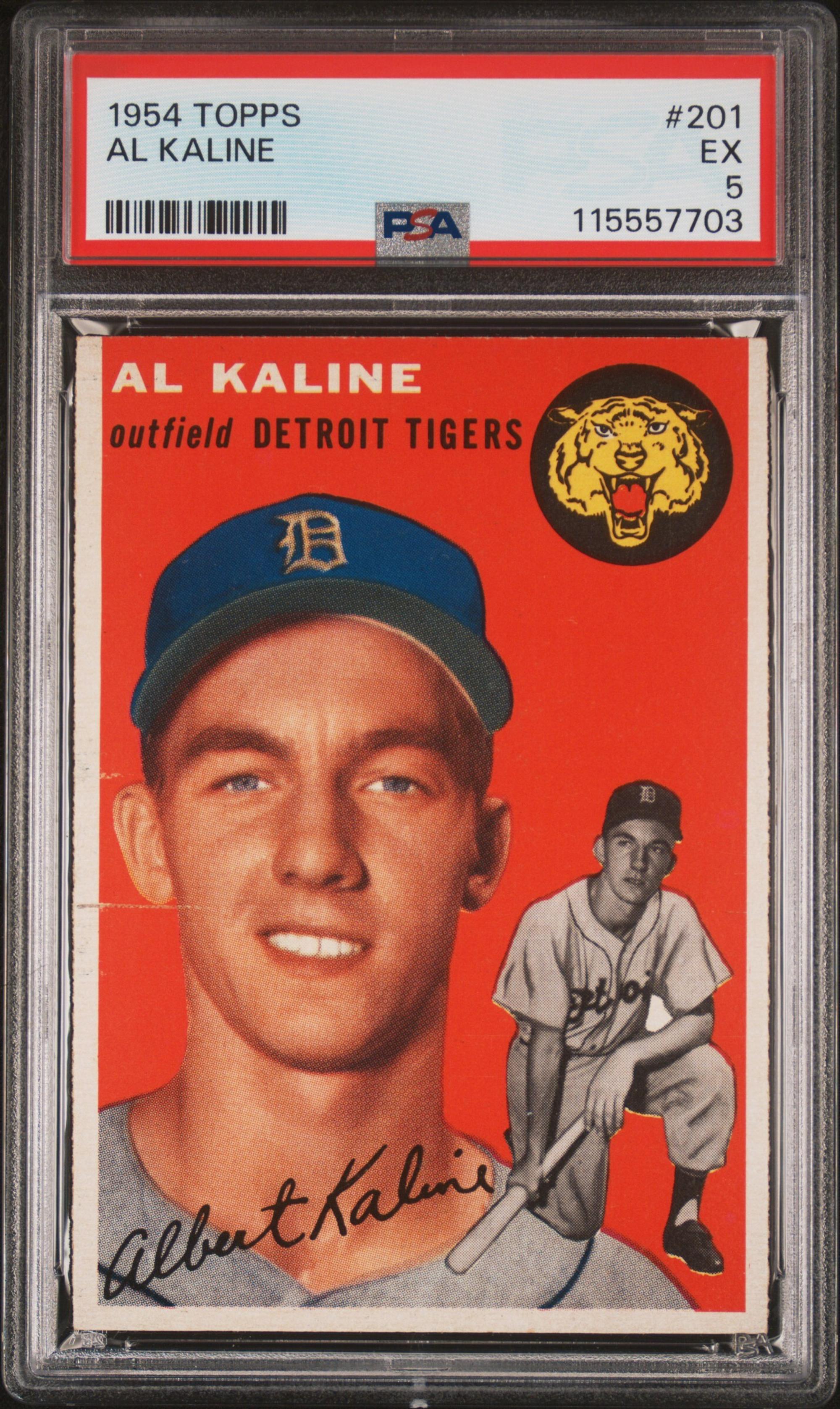 A 1954 Topps Al Kaline Rookie Baseball Card No. 201 (PSA 5 EX) from The Collection of David Eisenhower
