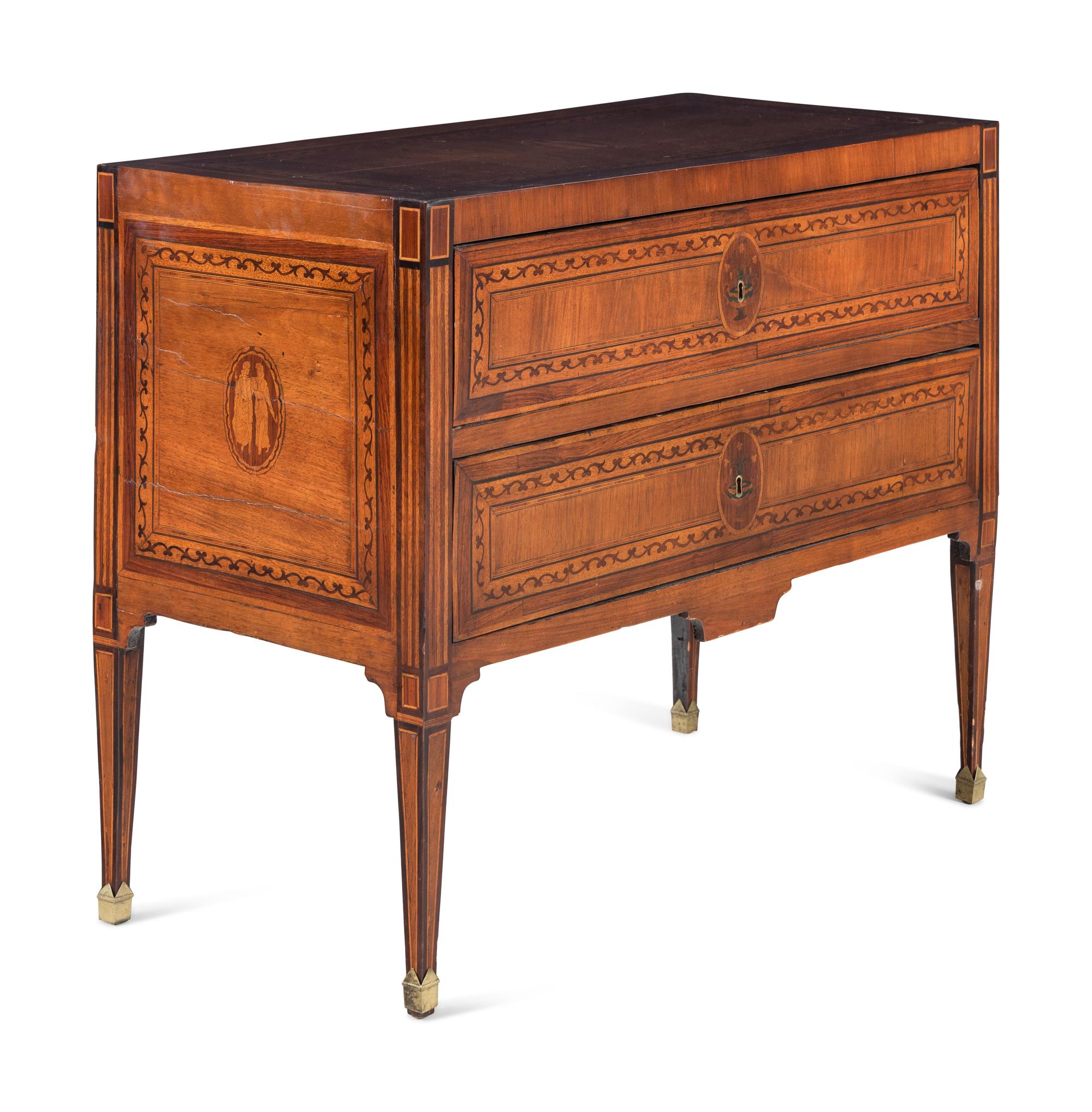 An Italian Marquetry Two-Drawer Commode