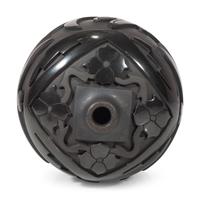 Carved Blackware Pottery Vase, with Dragonflies