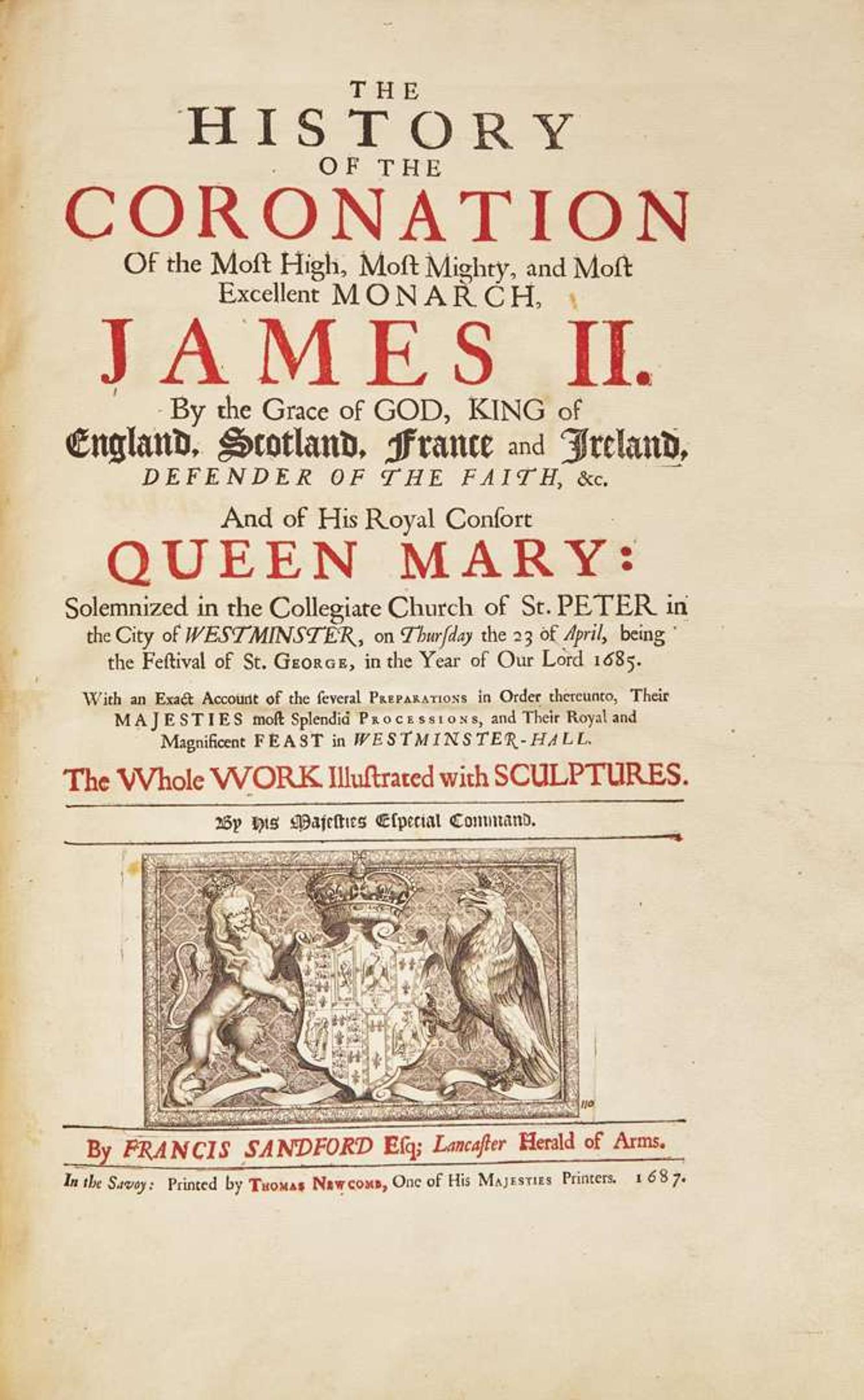 [British Isles] [King James II] Sandford, Francis: The History of the Coronation Of...James II