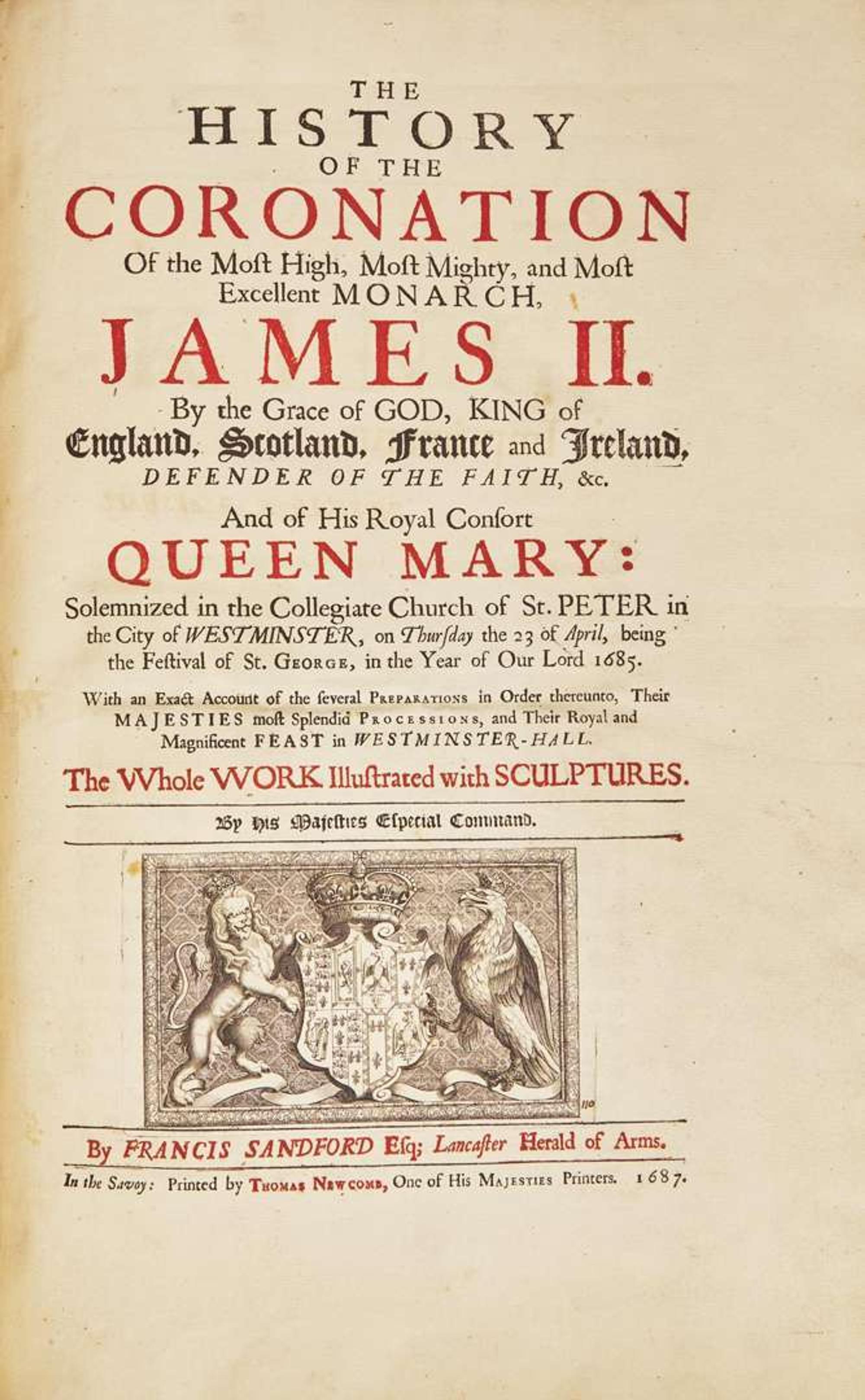 [British Isles] [King James II] Sandford, Francis: The History of the Coronation Of...James II