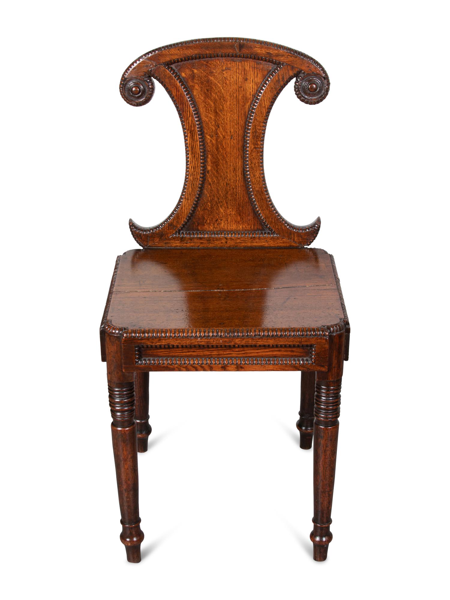 A Regency Oak Hall Chair