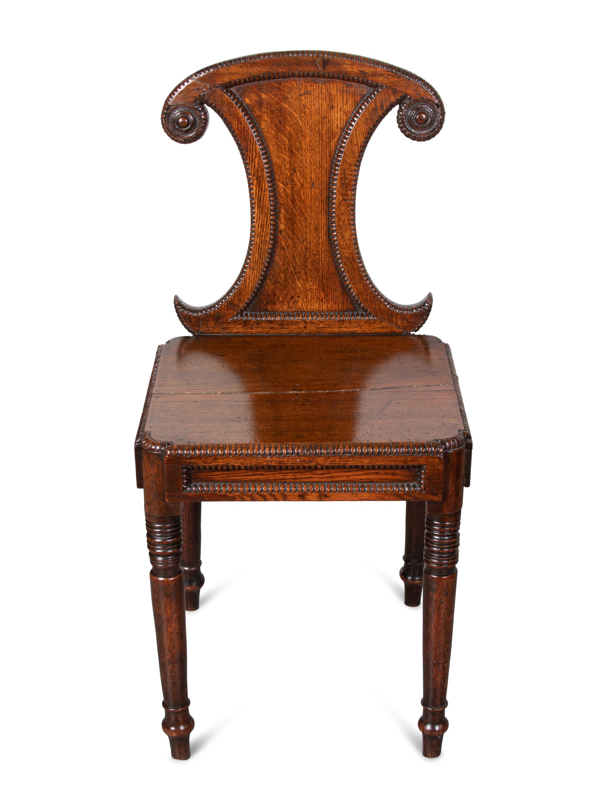 A Regency Oak Hall Chair