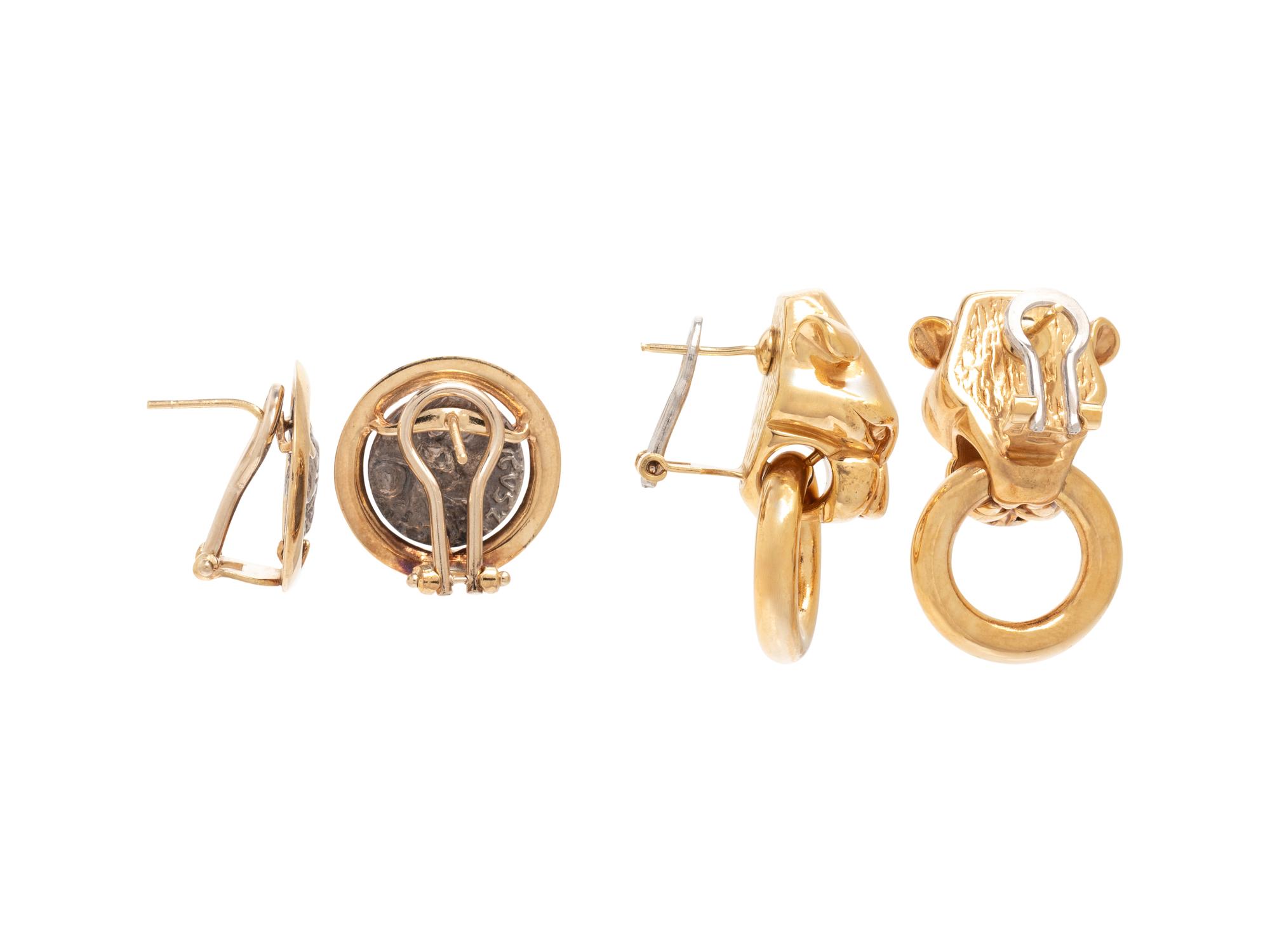 COLLECTION OF YELLOW GOLD EARCLIPS