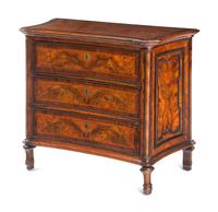 A Continental Part-Ebonized Burl Walnut Secretary Commode