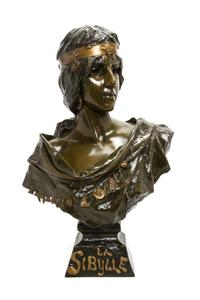 A French Bronze Bust, EMMANUEL VILLANIS (1858-1914), Height 21 3/4 inches. — EMMANUEL VILLANIS (1858-1914),