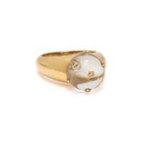 BACCARAT, YELLOW GOLD, CRYSTAL, AND DIAMOND RING
