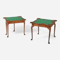 Two Queen Anne inlaid and burl walnut veneered card tables circa 1710