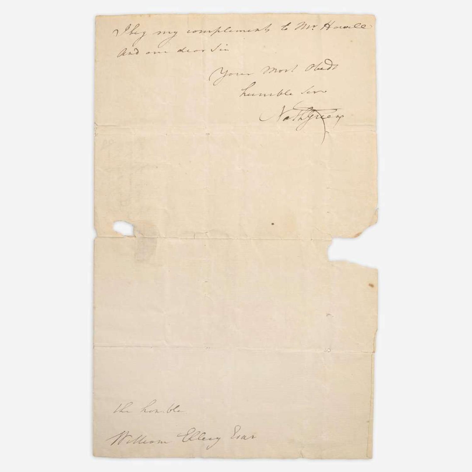 [American Revolution] Greene, Nathanael Autograph letter, signed