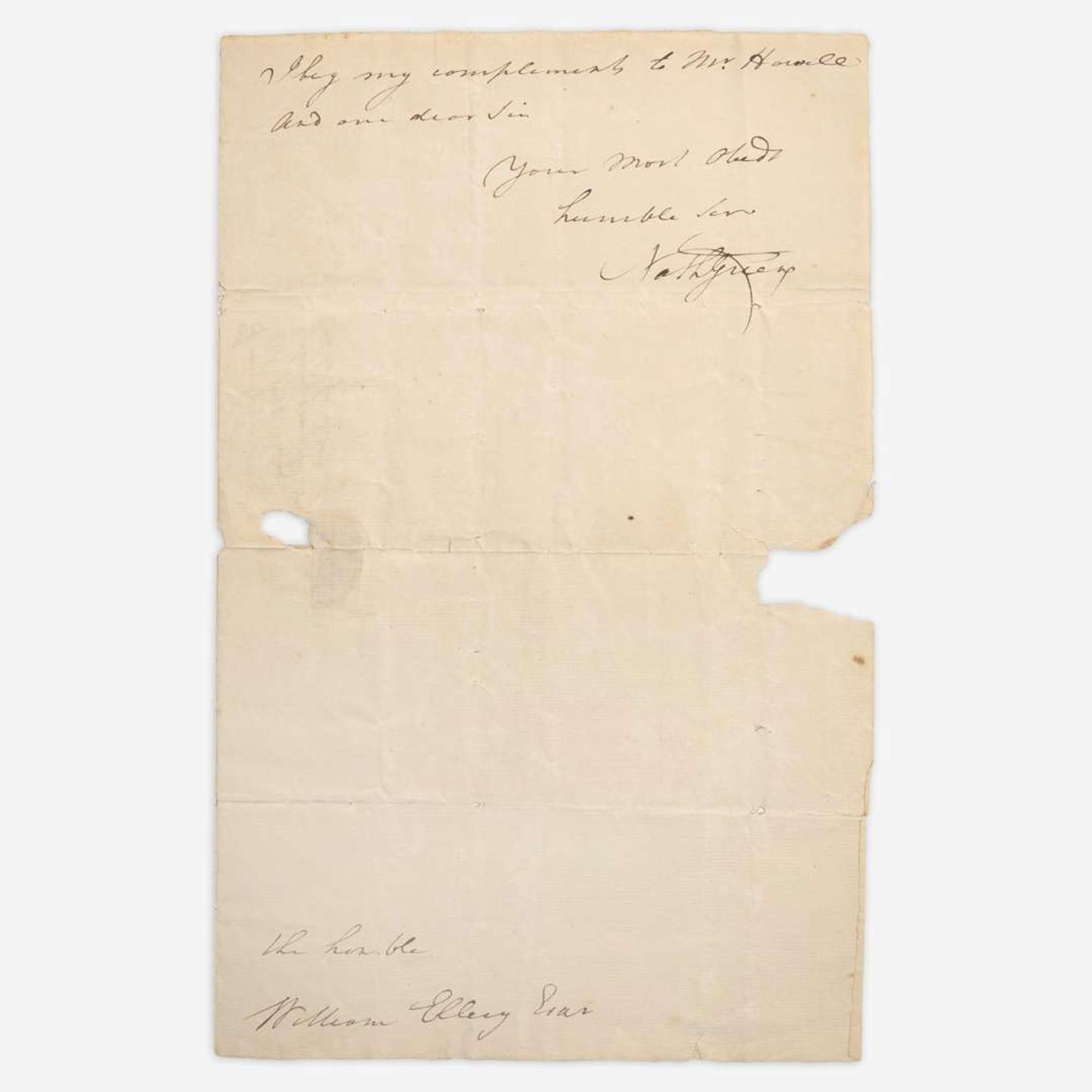 [American Revolution] Greene, Nathanael Autograph letter, signed