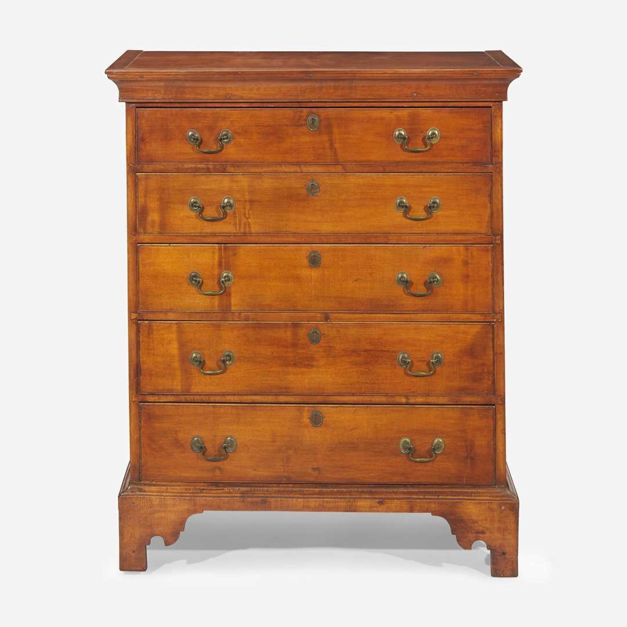 A Chippendale carved maple chest of drawers New England, late 18th century