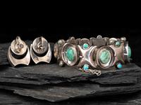 Taxco Silver Link Bracelet and Earrings