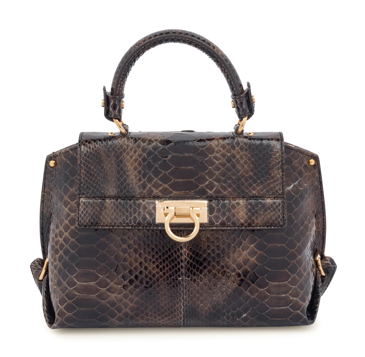Salvatore Ferragamo Brown Python Bag, 2000s