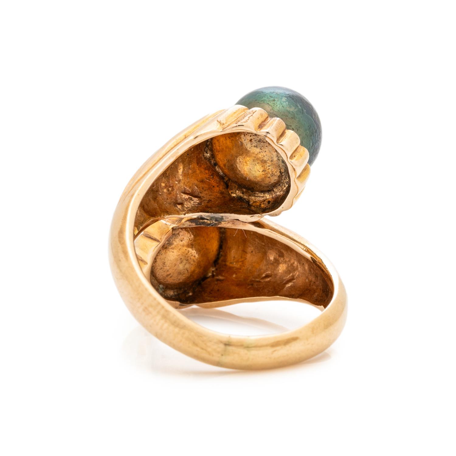 ROSE GOLD AND CULTURED PEARL BYPASS RING