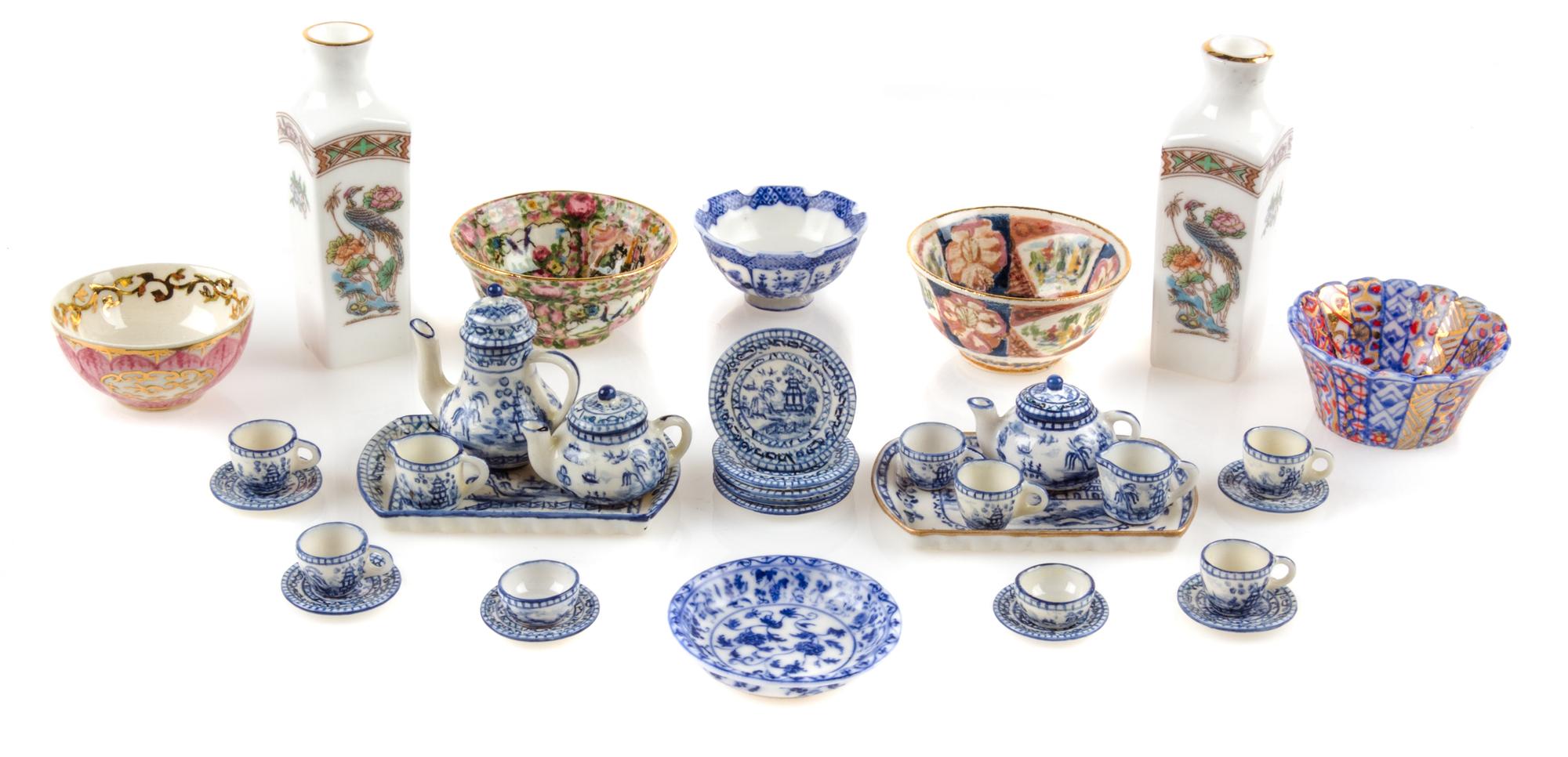 A Group of Porcelain Table Articles Height of Wedgwood vase 2 inches. — Various Makers