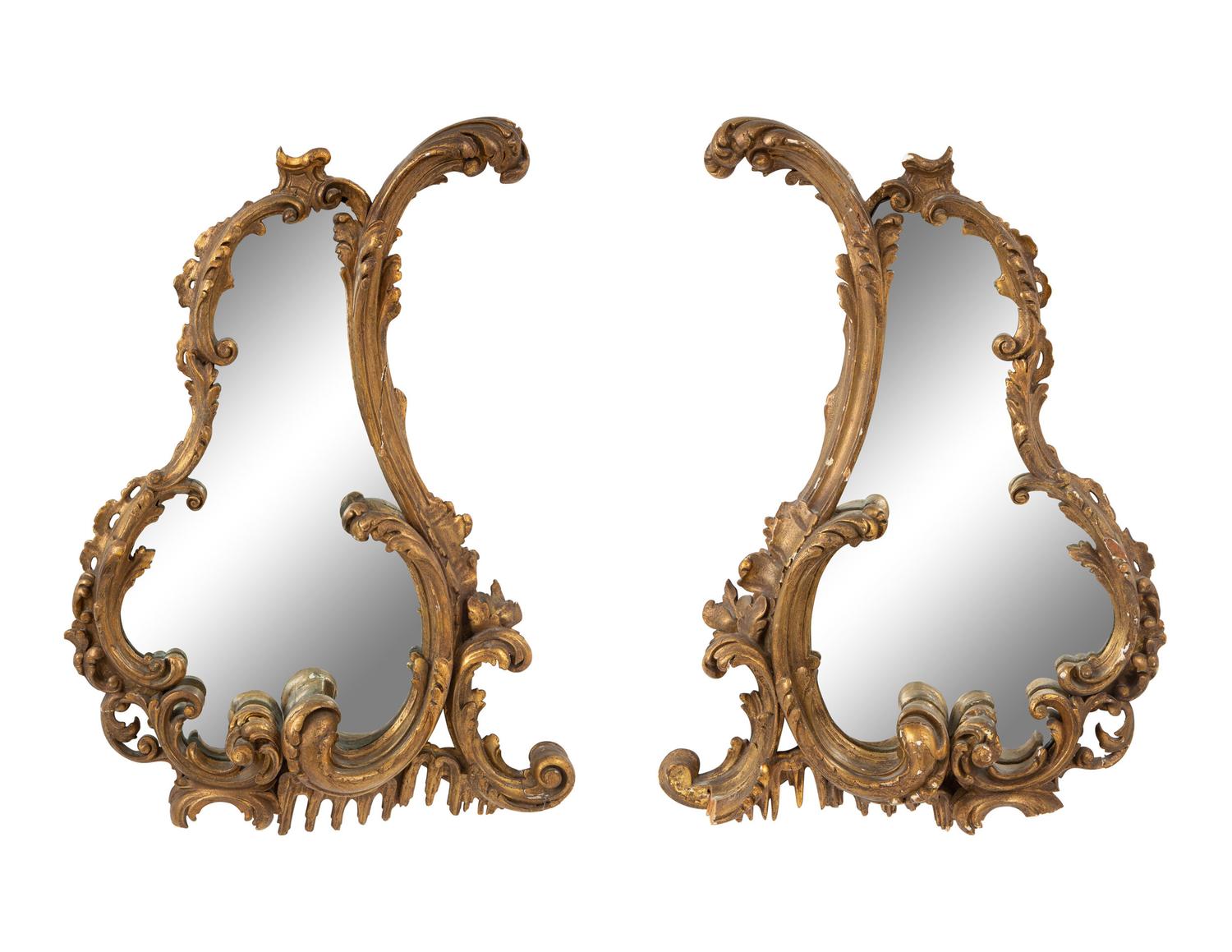 A Pair of Rococo Style Giltwood Mirrors
