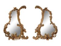 A Pair of Rococo Style Giltwood Mirrors