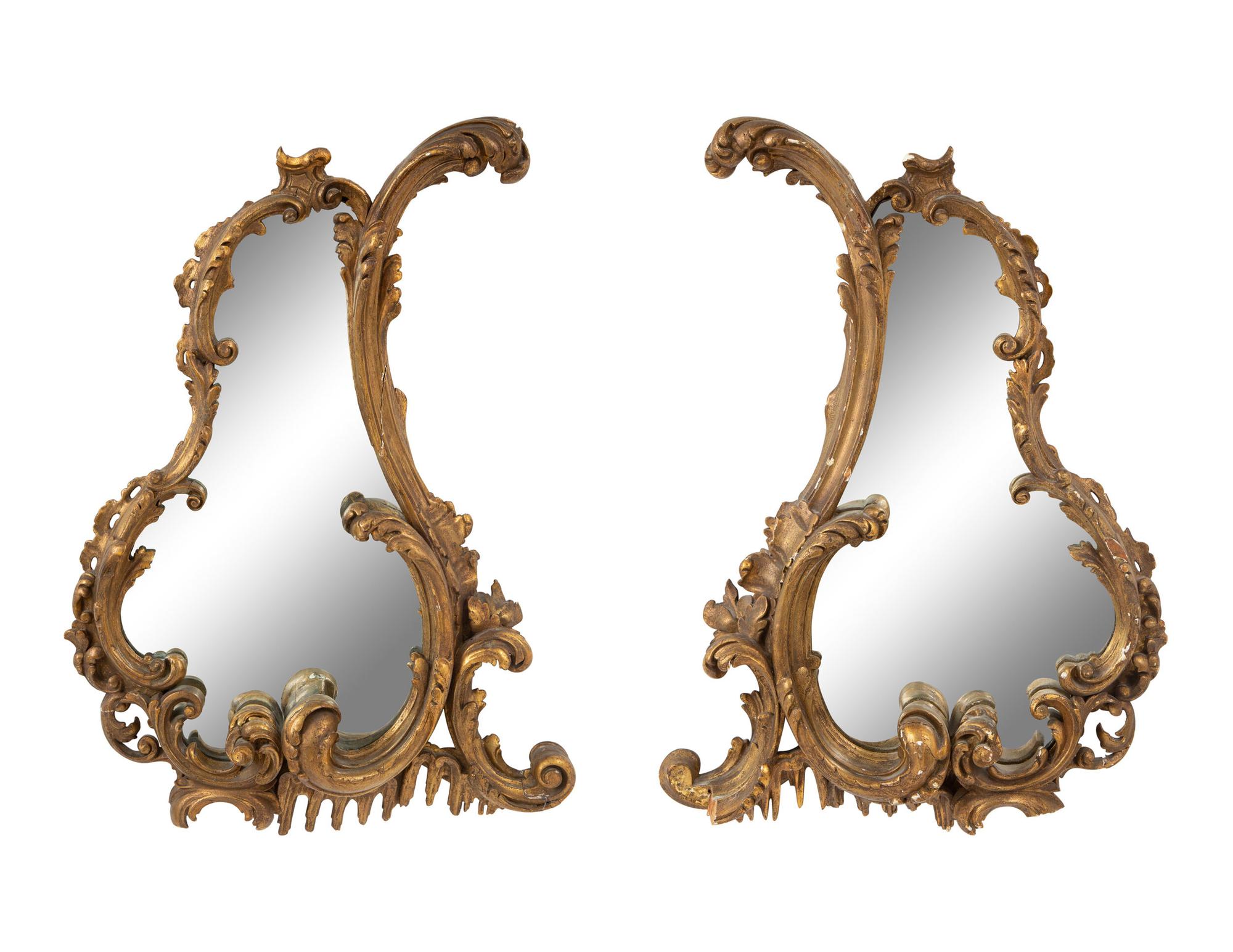 A Pair of Rococo Style Giltwood Mirrors