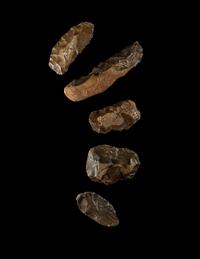 Five Paleolithic Flint Hand Axes